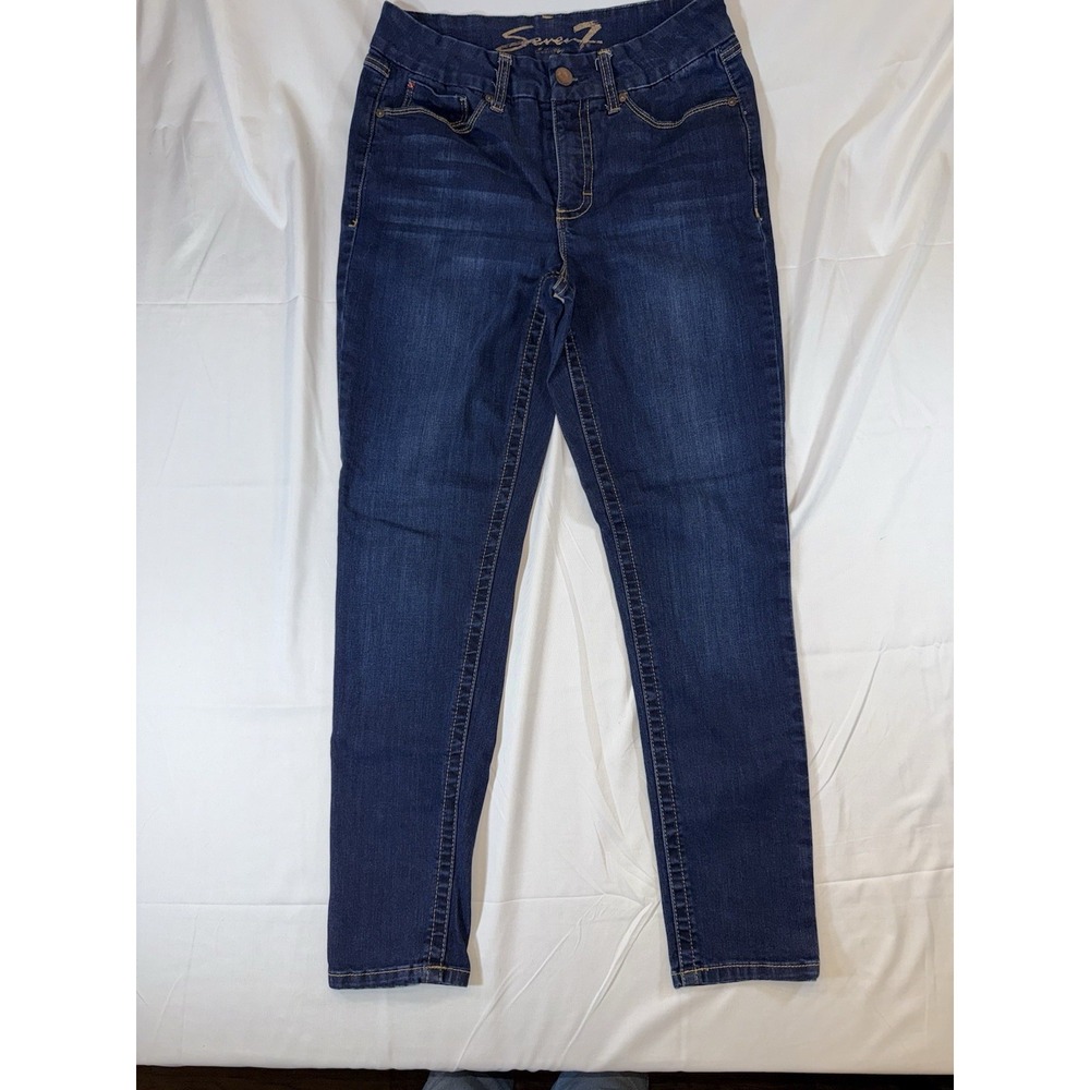 Seven7 Tummyless High Rise Skinny Stretch Jeans Womens 10 Blue Dark Wash Denim